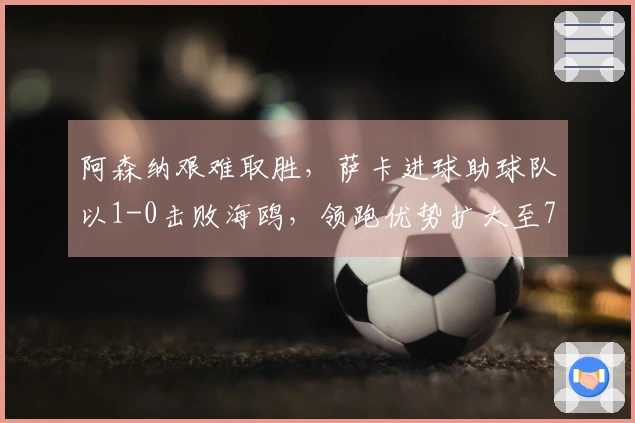 阿森纳艰难取胜，萨卡进球助球队以1-0击败海鸥，领跑优势扩大至7分，球迷喜悦。